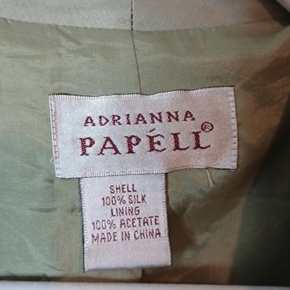 Adrianna Papell 100% Silk Blazer Light Sage Green Size 14 16 Large - Picture 4 of 6